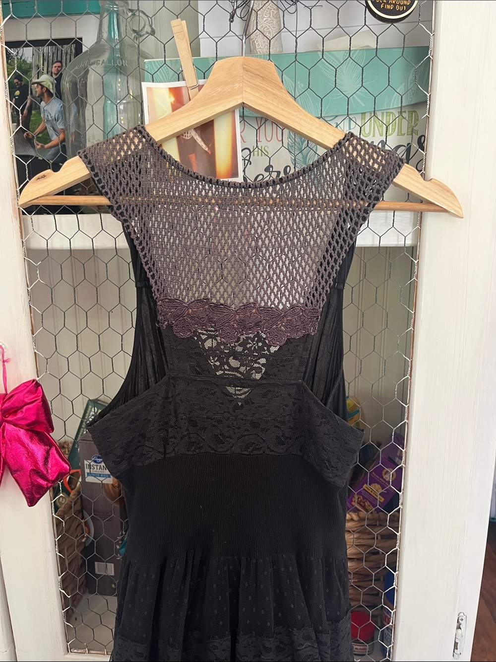Vintage Free People Black Lace Mini Dress - Picture 8 of 8
